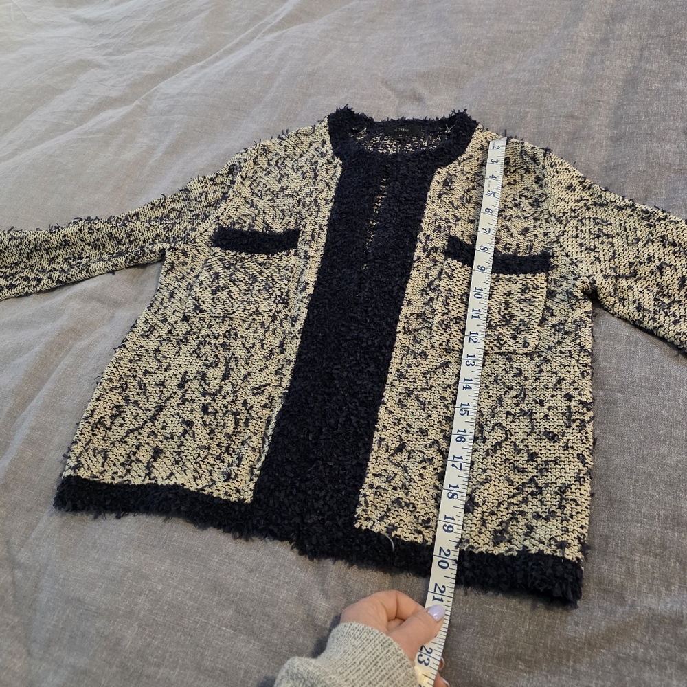J. Crew Navy and Cream Textured Cardigan - Picture 12 of 12